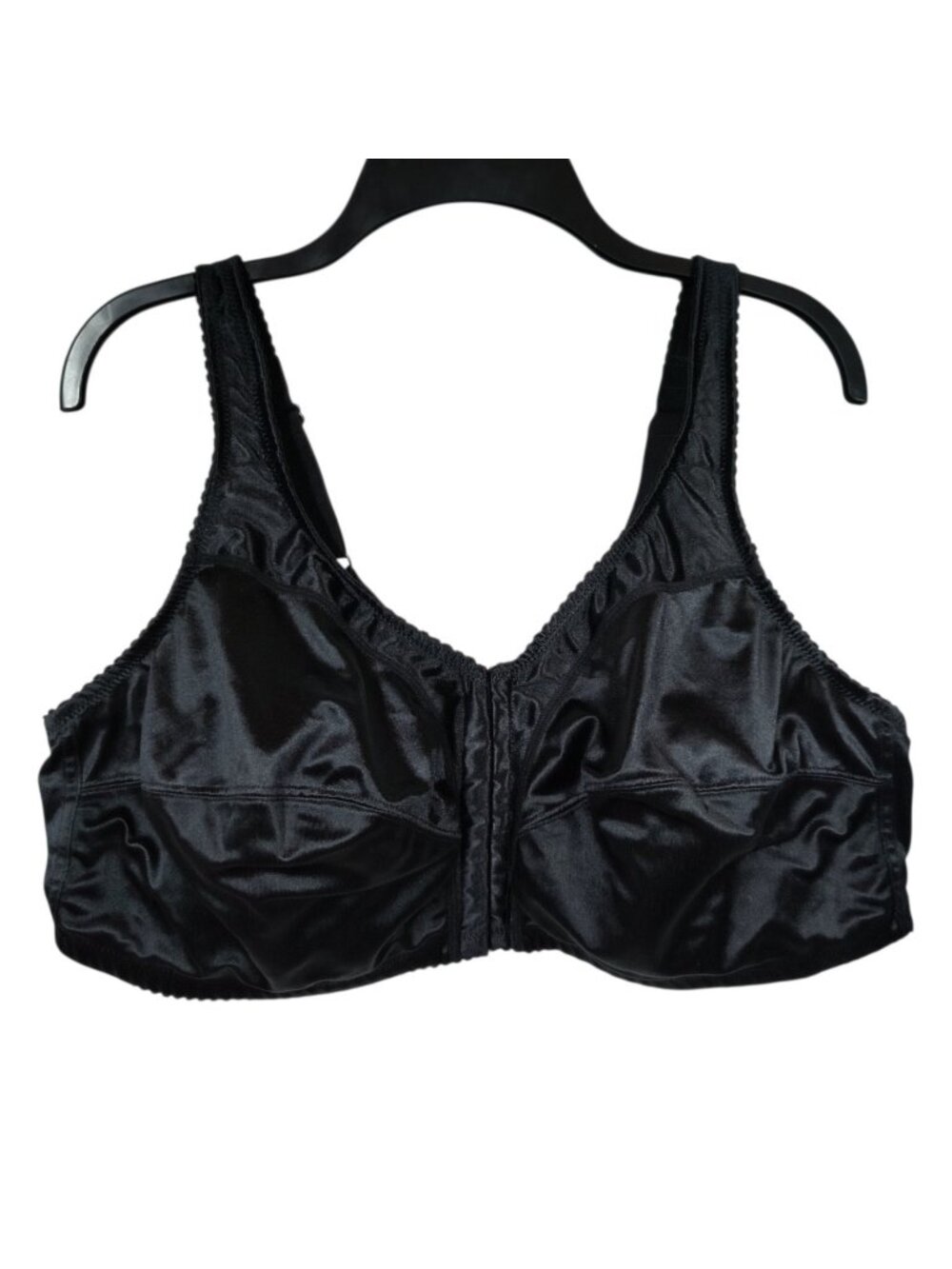 Comfort Choice Bra 44D Black Front Closure Wirefree Full Coverage Wide Strap